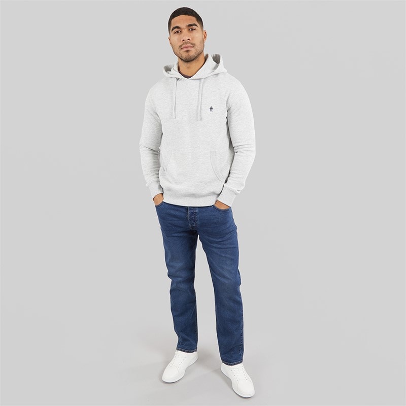 French Connection Mens FC Hoodie Light Grey Melange/Marine Lgt Grey Mel/Marine - Image 4