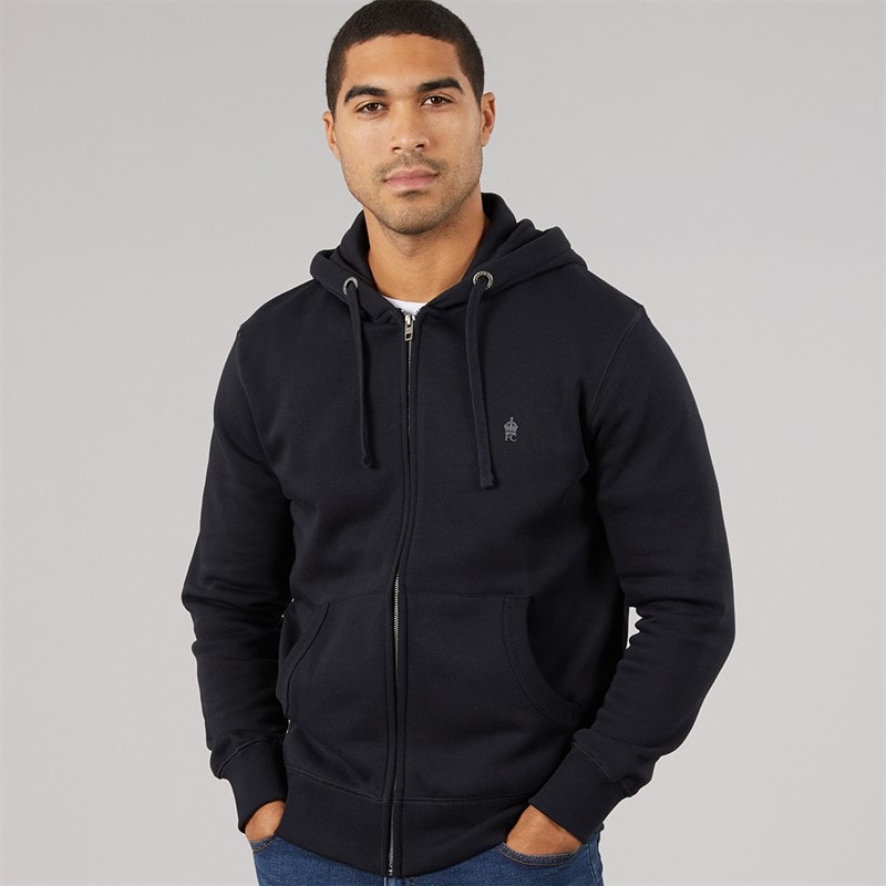 French Connection Mens FC Zip Hoodie Marine/Gunmetal - Image 3