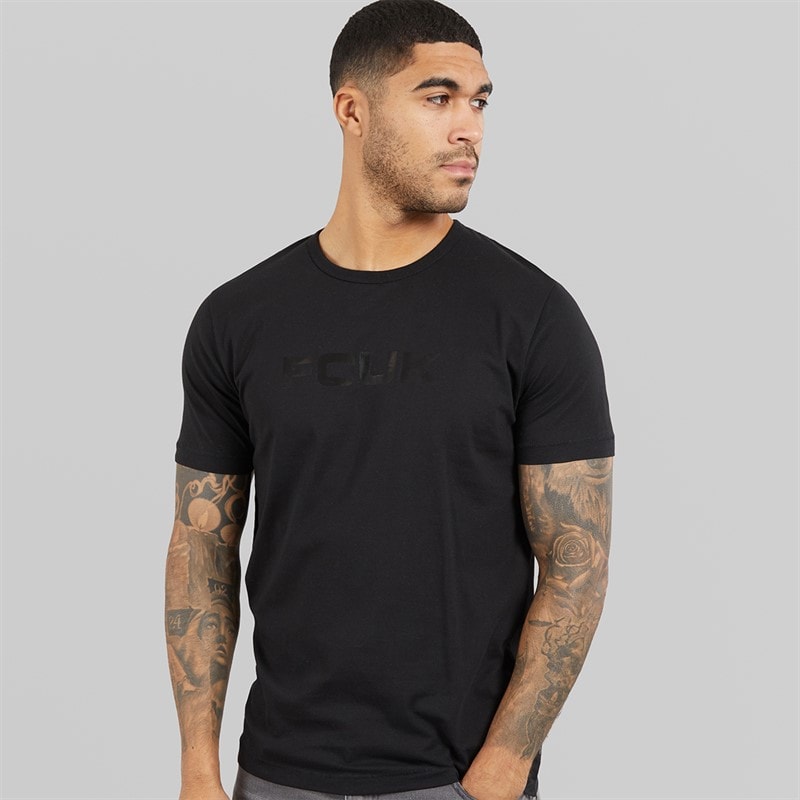 French Connection Mens FCUK Chest T-Shirt Black/Black Gloss
