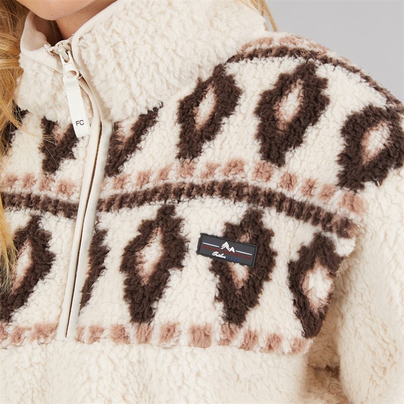 French Connection Womens Borg Fairisle Zip Fleece Oatmeal - Image 5