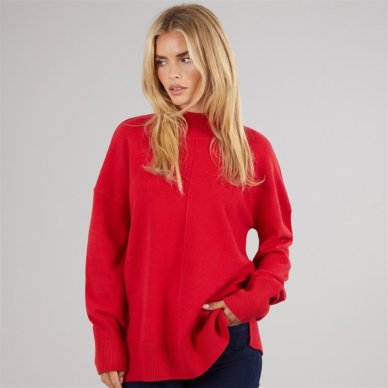 French Connection Womens Cosy Mock Centre Jumper True Red - Image 3