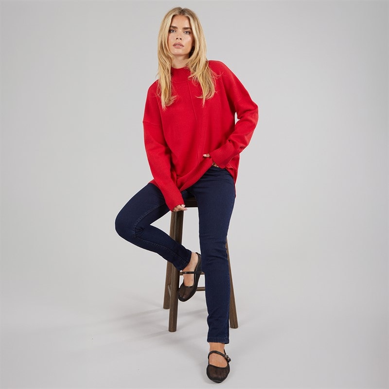 French Connection Womens Cosy Mock Centre Jumper True Red - Image 4