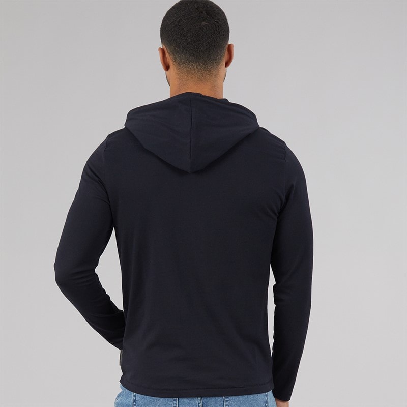 French Connection Mens 3 Crown Long Sleeve Hooded Top Marine - Image 2