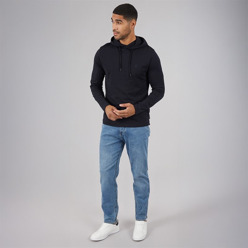 French Connection Mens 3 Crown Long Sleeve Hooded Top Marine - Image 4