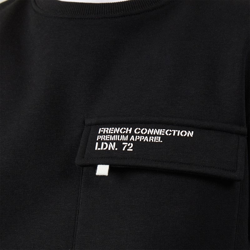 French Connection Boys Zone Crew Sweatshirt And Cargo Pants Tracksuit Black/White - Image 3