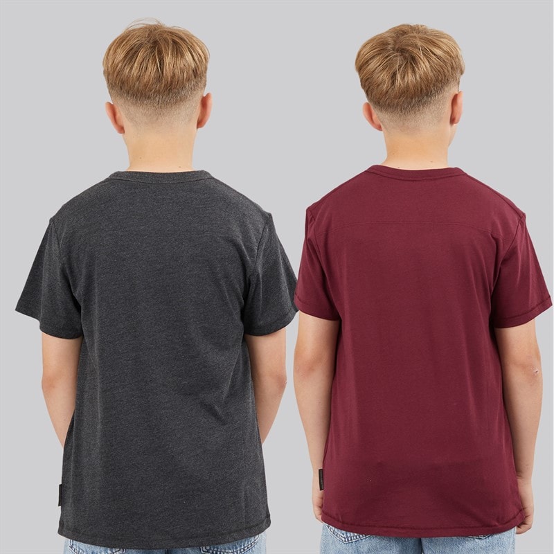 French Connection Boys FC Two Pack T-Shirts Multi 2 Charcoal Melange/Burgundy - Image 2