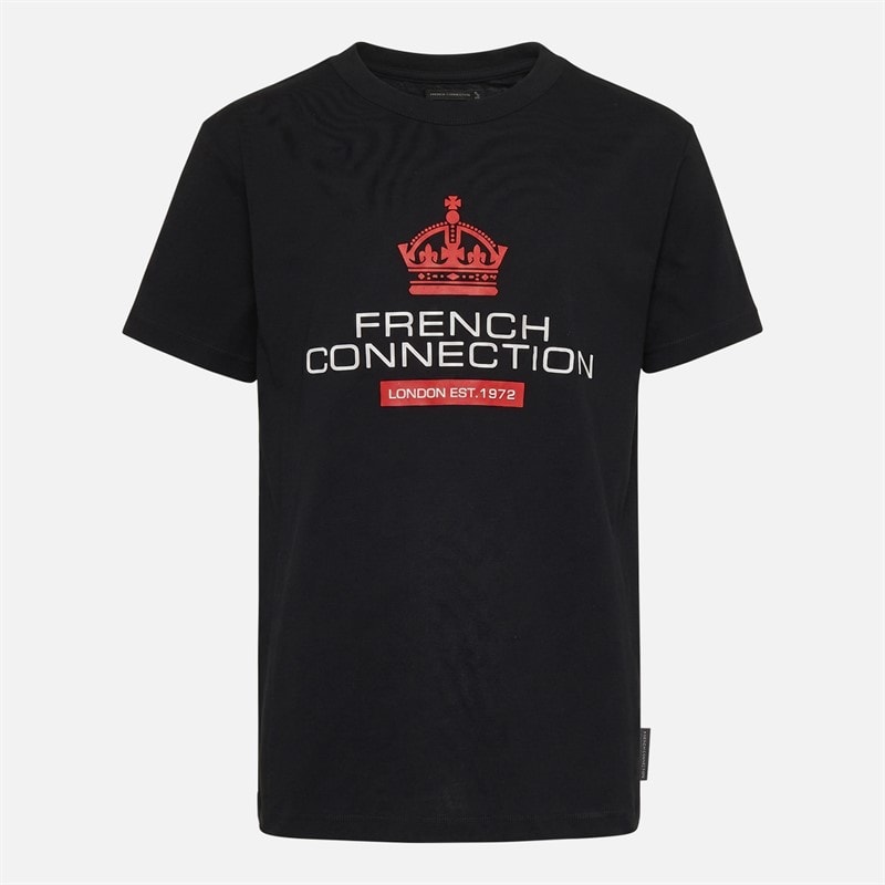 French Connection Boys Selecto Three Pack T-Shirts Light Grey Melange/Black/Tricolore - Image 3