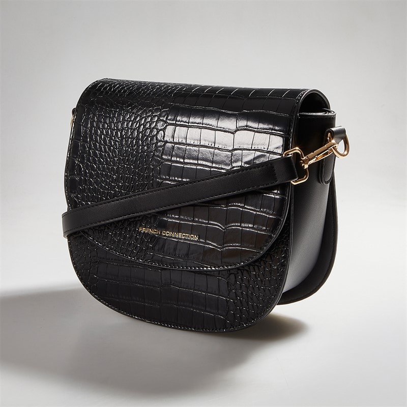 French Connection Womens Moon Crocodile Bag Black - Image 3