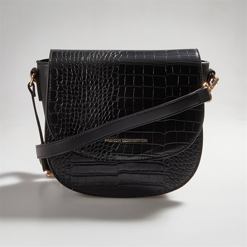 French Connection Womens Moon Crocodile Bag Black - Image 4