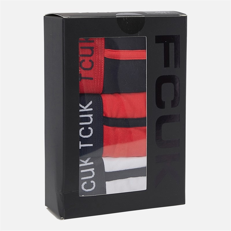 French Connection Mens Three Pack FCUK Boxer Trunks Fcuk 8 Marine/Red/White - Image 2