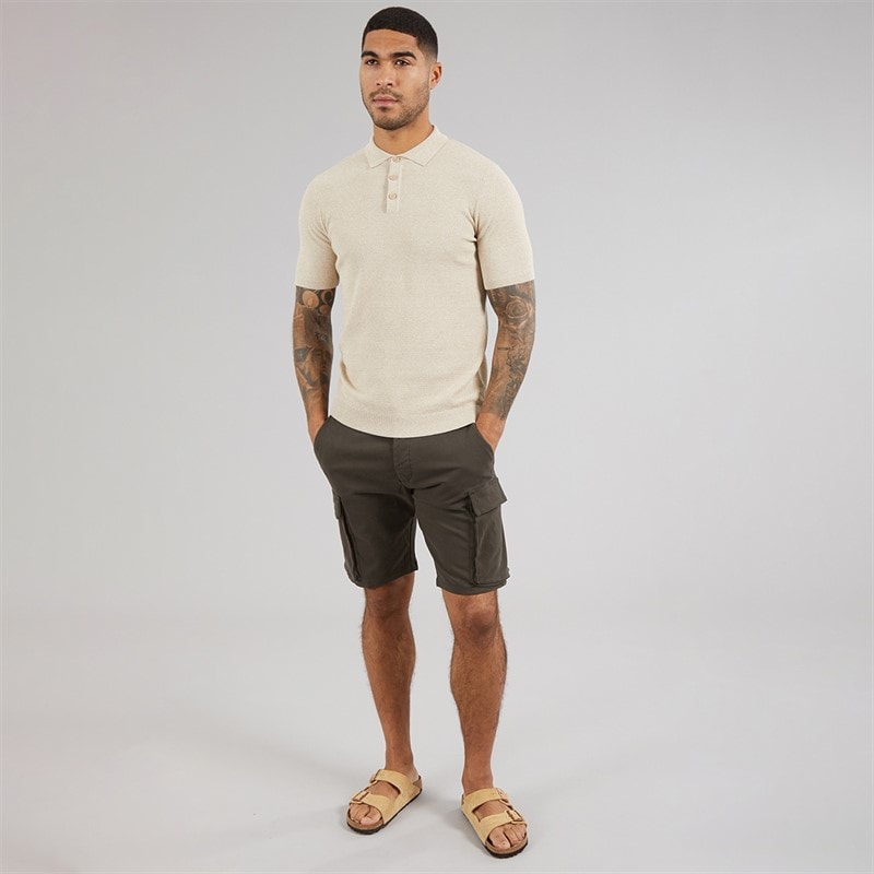 French Connection Mens Cargo Shorts Khaki - Image 3