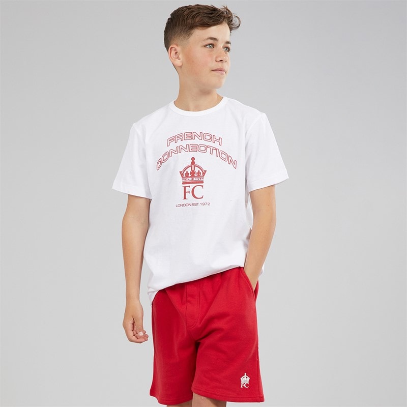 French Connection Boys Jewel T-Shirt And Shorts Set White/Red - Image 1