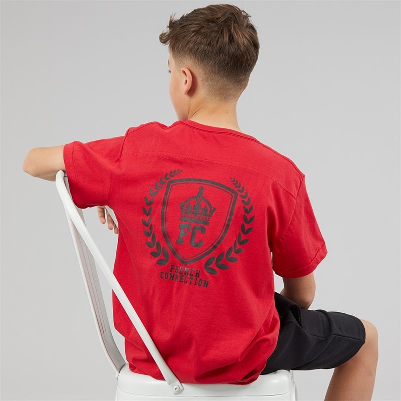 French Connection Boys Heritage T-Shirt And Shorts Set Red/Black - Image 1