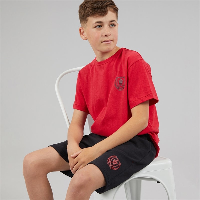 French Connection Boys Heritage T-Shirt And Shorts Set Red/Black - Image 2