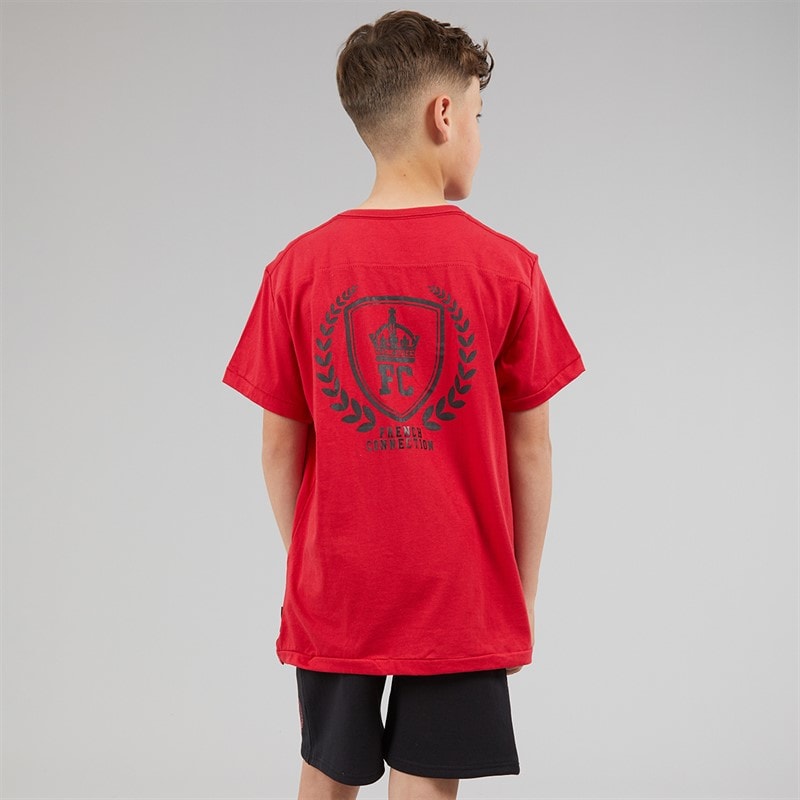 French Connection Boys Heritage T-Shirt And Shorts Set Red/Black - Image 3