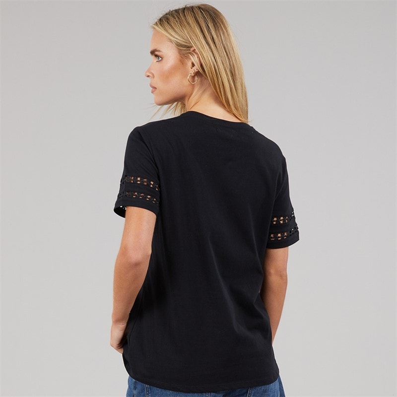 French Connection Womens Crochet T-Shirt Midnight - Image 2