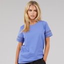 French Connection Womens Crochet T-Shirt Baja Blue
