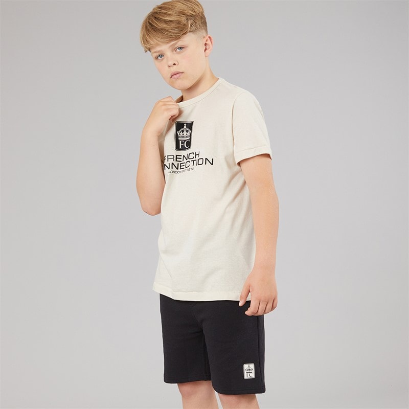 French Connection Boys T-Shirt And Shorts Set Stone/Black