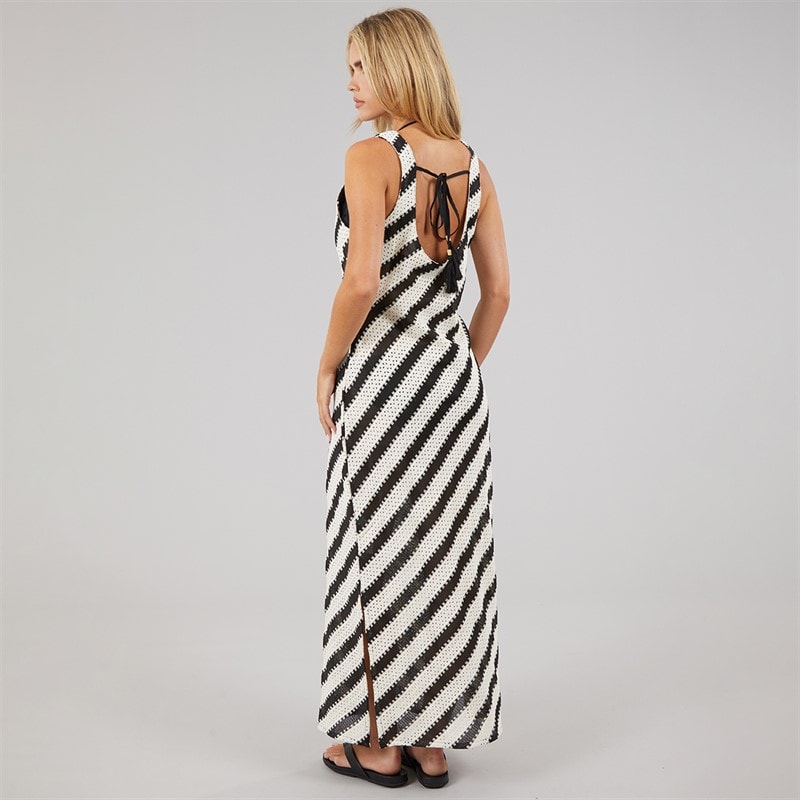 French Connection Womens Stripe Crochet Dress Black/Ecru - Image 2