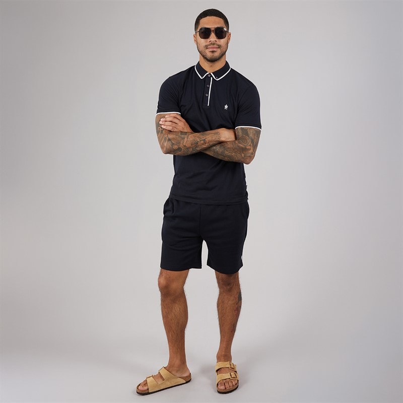 French Connection Mens Tipped Piping Polo and Shorts Set Marine/White - Image 4