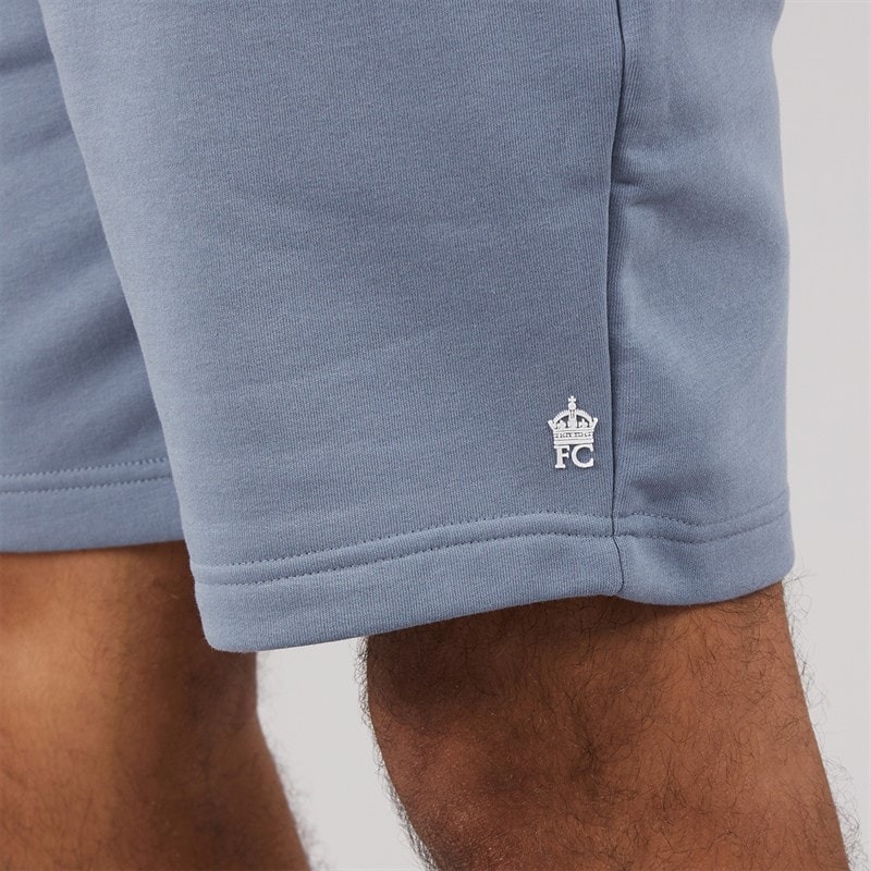 French Connection Mens Tipped Piping Polo Shirt And Shorts Set Light Blue Melange/White - Image 5