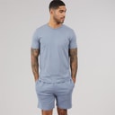 French Connection Mens T-Shirt And Shorts Set Light Blue Mel