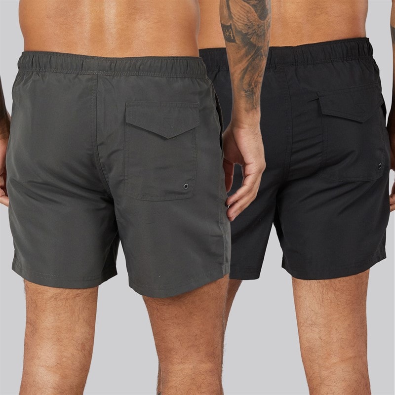 French Connection Mens Two Pack Swim Shorts Black/Kahki - Image 2