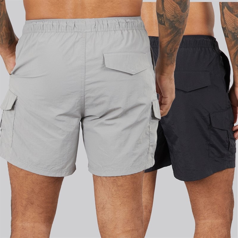 French Connection Mens Two Pack Combat Swim Shorts Marine/Light Grey Marine/Lgt Grey - Image 2