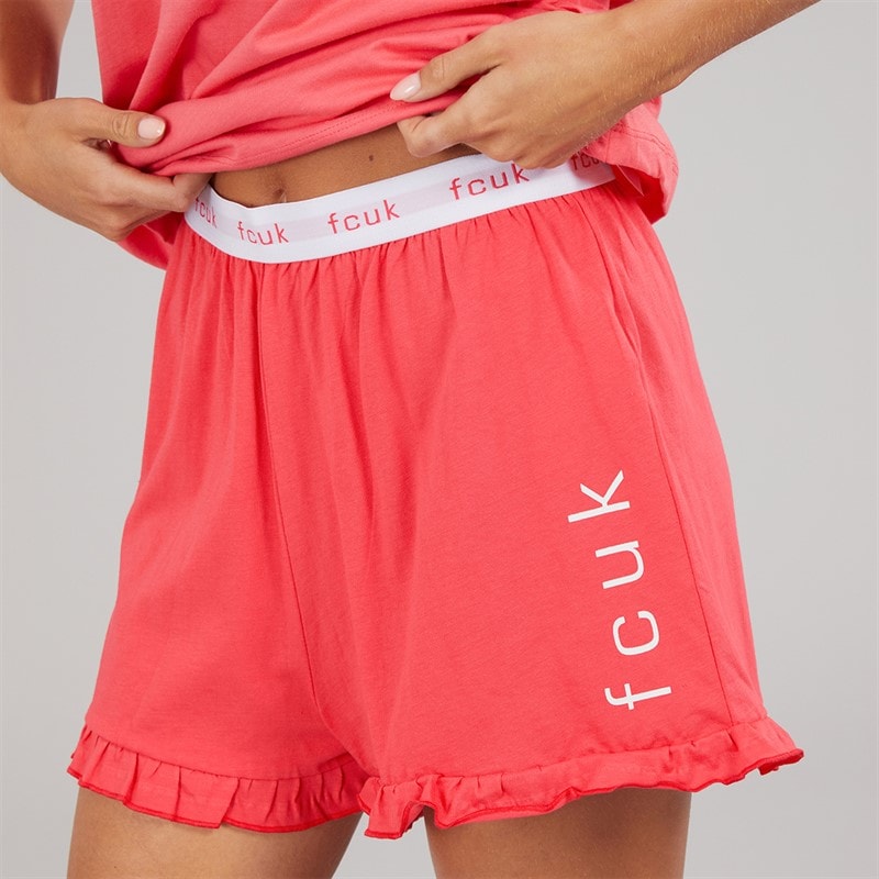 French Connection Womens Cute As Shorts And T-Shirt Pyjama Set Hot Pink - Image 3