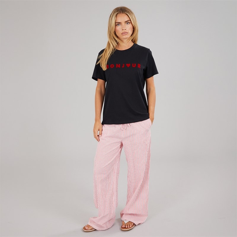 French Connection Womens Bonjour T-Shirt Midnight/Red - Image 3