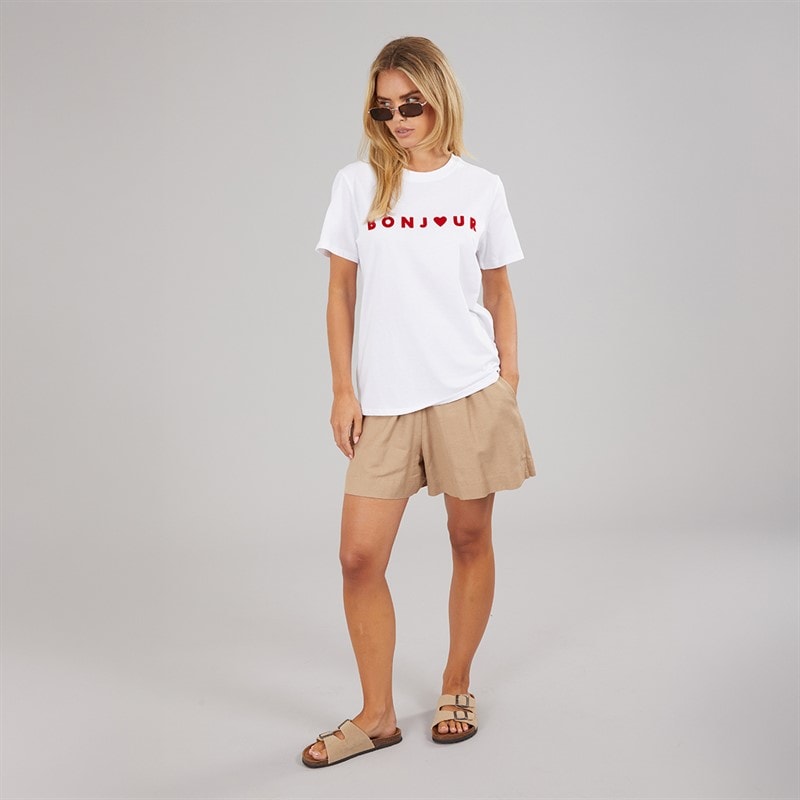 French Connection Womens Bonjour T-Shirt White/Red - Image 3