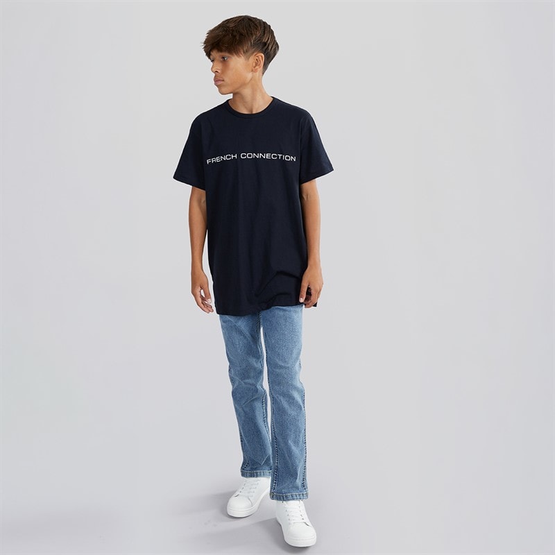 French Connection Boys Logo T-Shirt Marine/White - Image 3