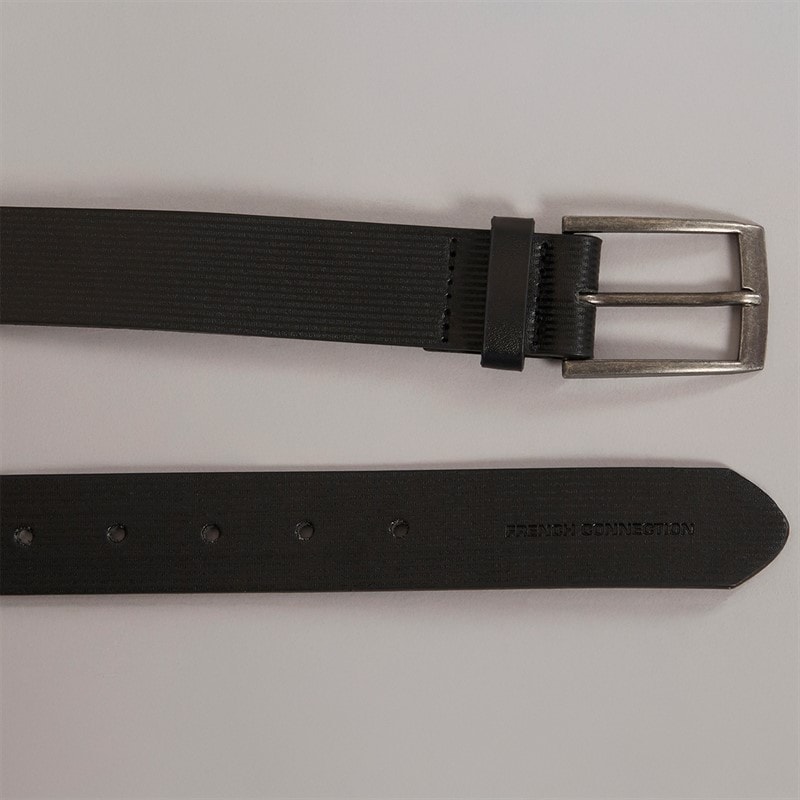 French Connection Mens Parallel Line Casual Belt Black - Image 2