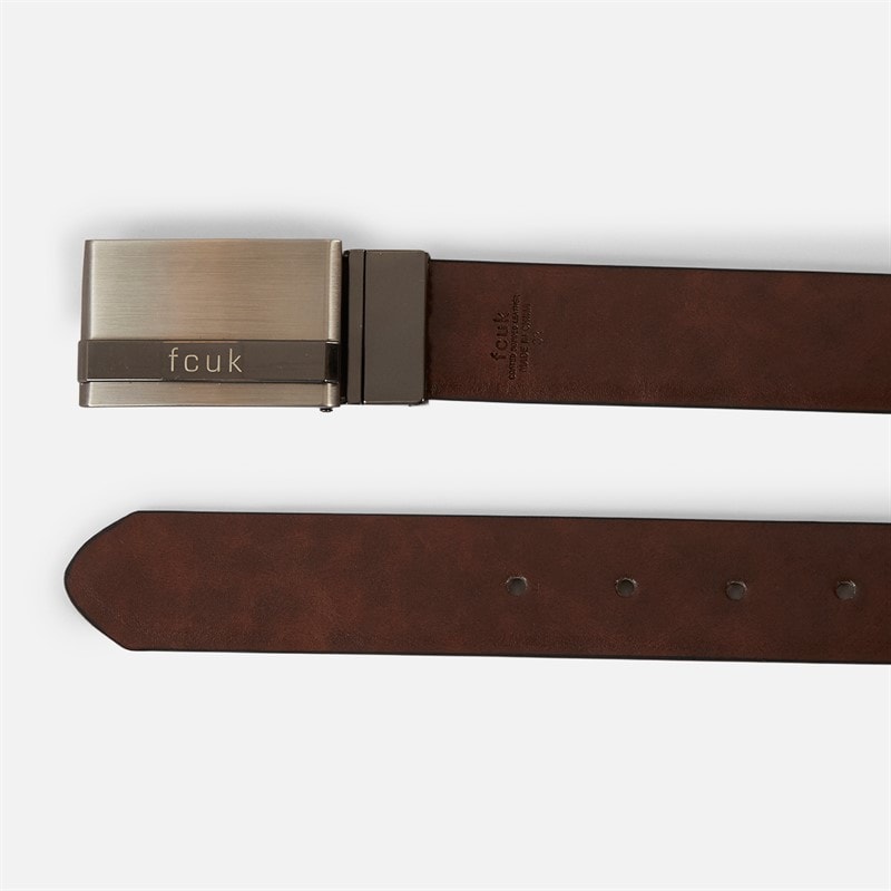 French Connection Mens FCUK Reversible Buckle Belt Black/Brown - Image 3