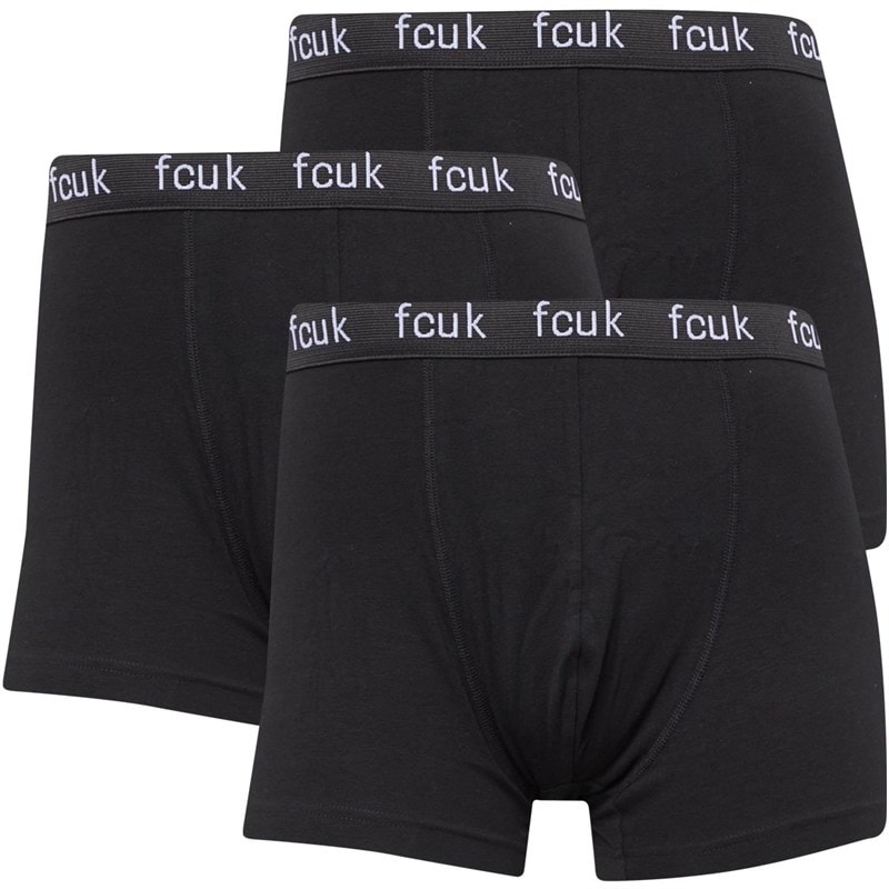 French Connection Mens FCUK Three Boxers FCUK1 Black - Image 1