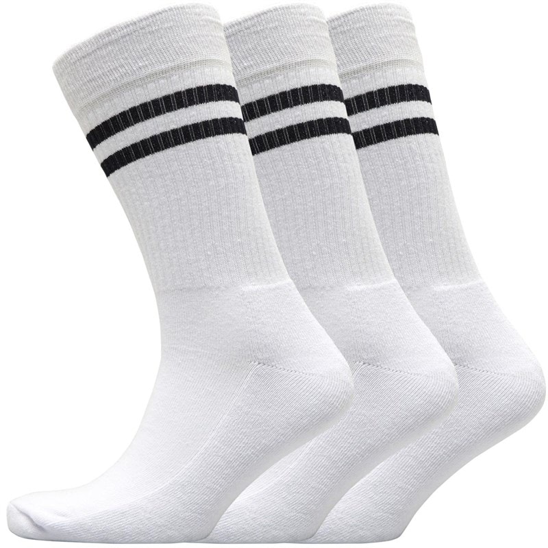 French Connection Mens FCUK Three Pack Stripe Socks White/Black