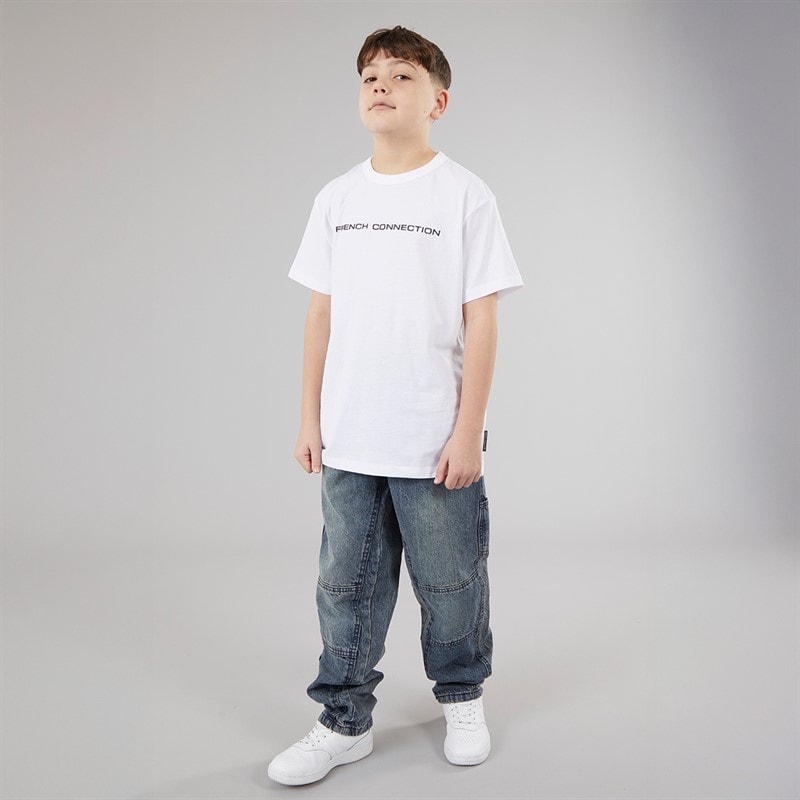 French Connection Boys Logo T-Shirt White/Marine - Image 3