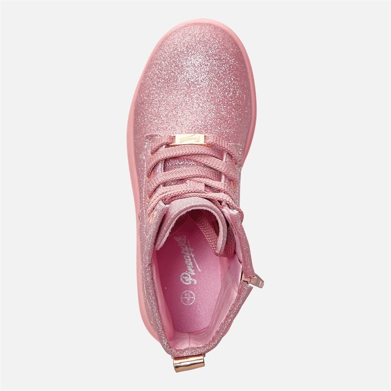 Pineapple Junior Girls Glitter Heart Ankle Boots Fuschia Glitter - Image 4