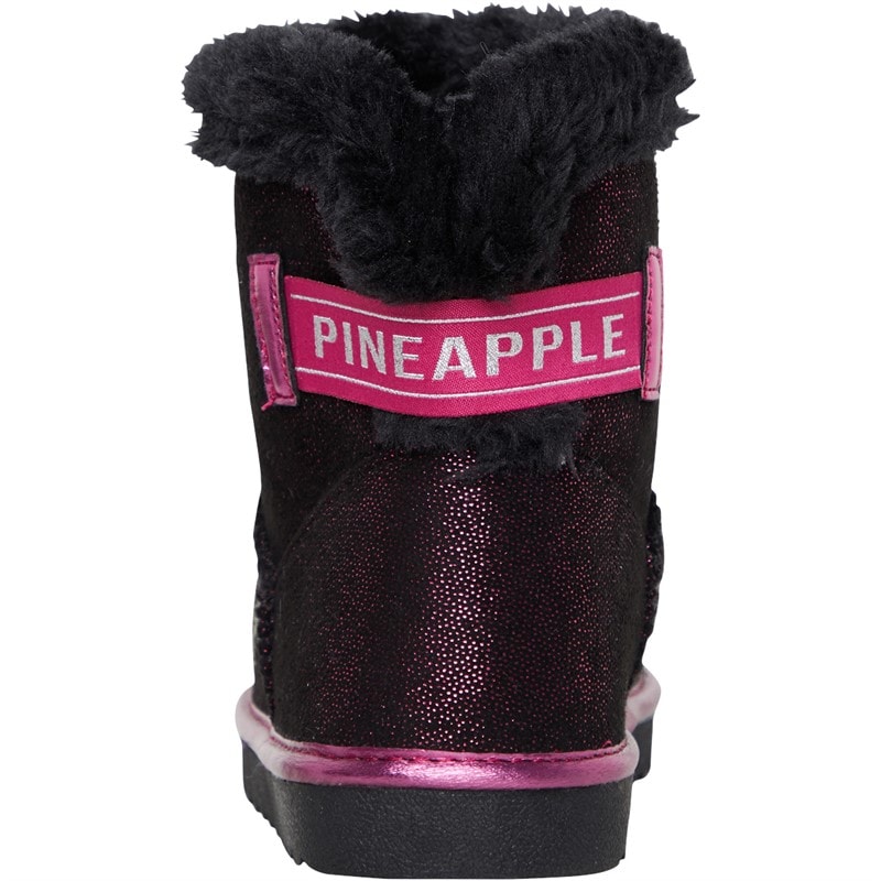 Pineapple Junior Girls Girls Sparkle Bow Boots Black - Image 4
