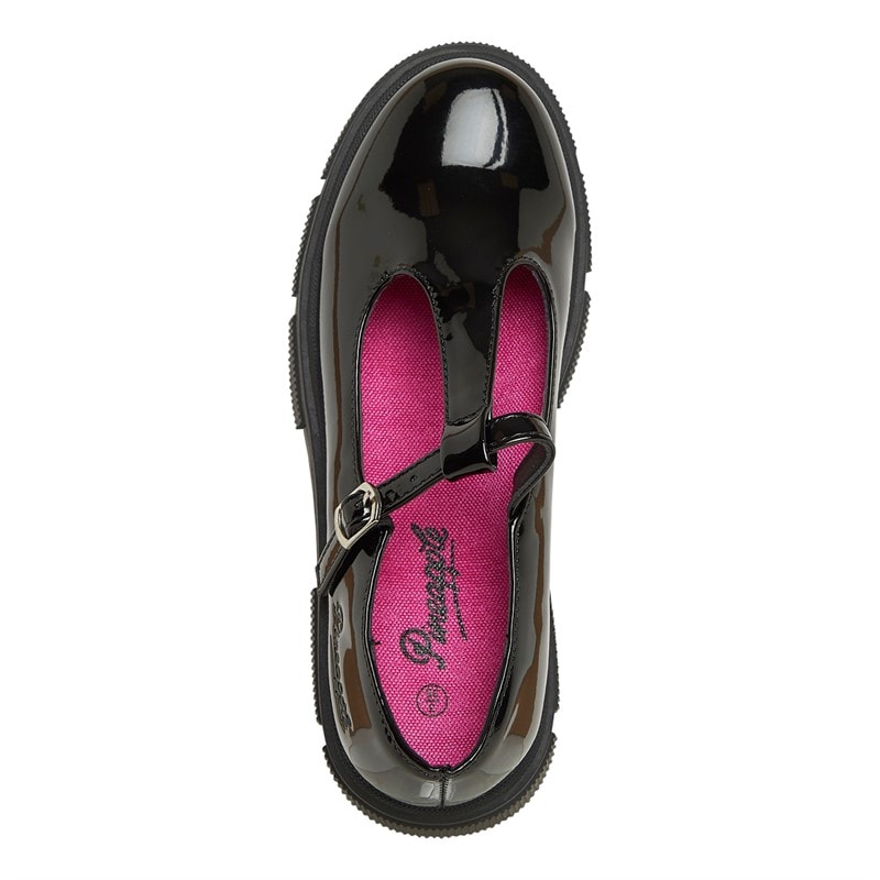 Pineapple Junior Girls Chunky Sole T-Bar Shoes Black Patent - Image 4