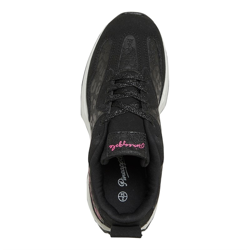 Pineapple Junior Girls Leopard Trainers Black Leopard/Pink - Image 4