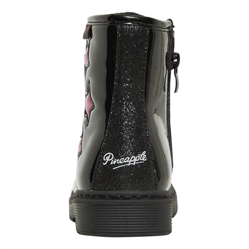Pineapple Infant Girls Star Boots Black Patent - Image 3
