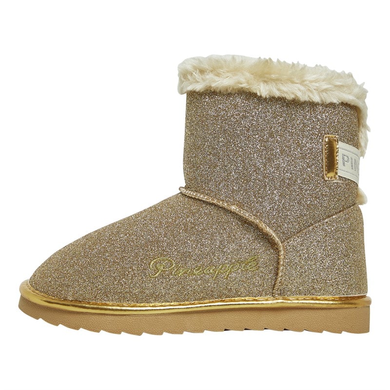 Pineapple Junior Girls Sparkle Bow Boots Gold Champagne Glitter - Image 1