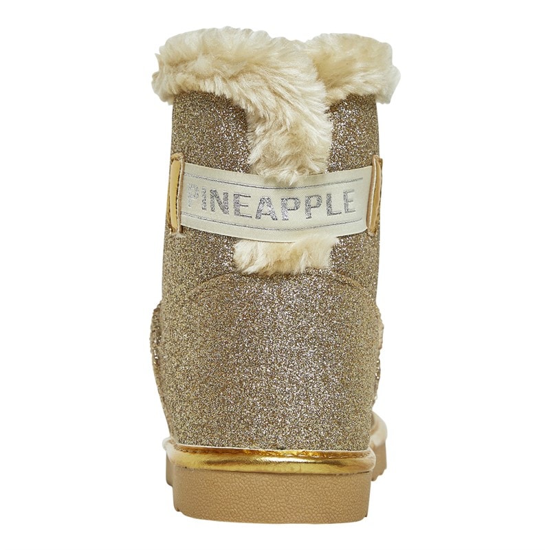Pineapple Junior Girls Sparkle Bow Boots Gold Champagne Glitter - Image 3