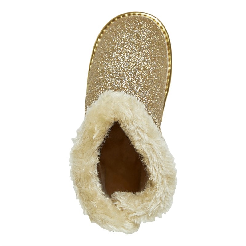 Pineapple Junior Girls Sparkle Bow Boots Gold Champagne Glitter - Image 4