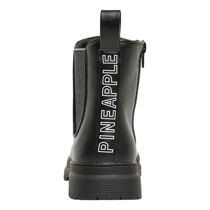 Pineapple Girls Glitter Chelsea Boots Black Glitter - Image 3