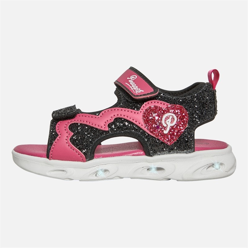 Pineapple Infant Girls Light Up Sandals Black/Pink - Image 2