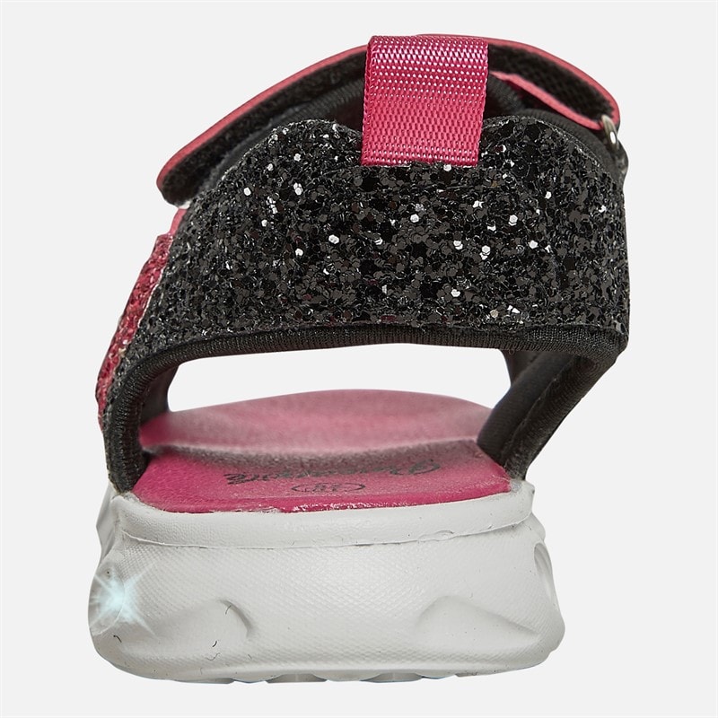 Pineapple Infant Girls Light Up Sandals Black/Pink - Image 4