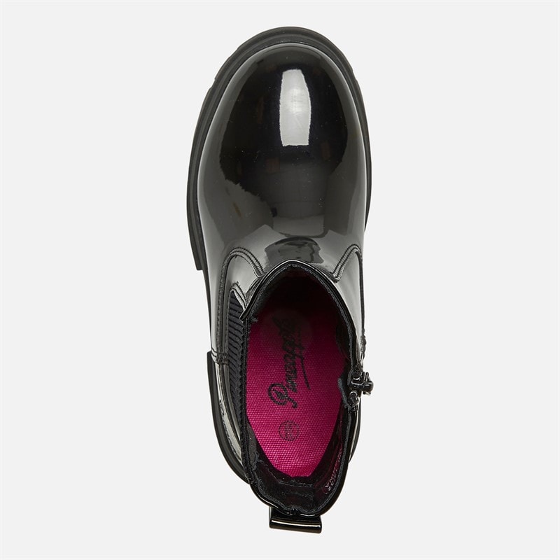 Pineapple Girls Chunky Chelsea Boots Black Patent - Image 4