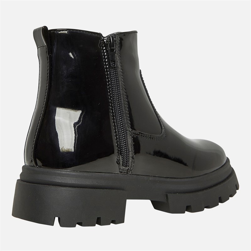 Pineapple Girls Chunky Chelsea Boots Black Patent - Image 5